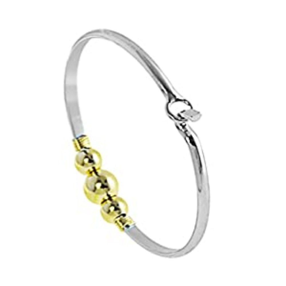 Cape Cod Style  Tu-tone Triple Ball Cuff Bracelet